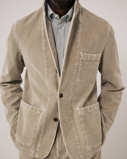 Hartford Men's Julian Woven Jacket in Sand, showing the stylish woven design and tailored fit on a neutral background.