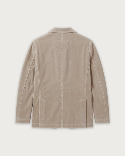 Hartford Men's Julian Woven Jacket in sand, showing the textured woven fabric and classic collar design.