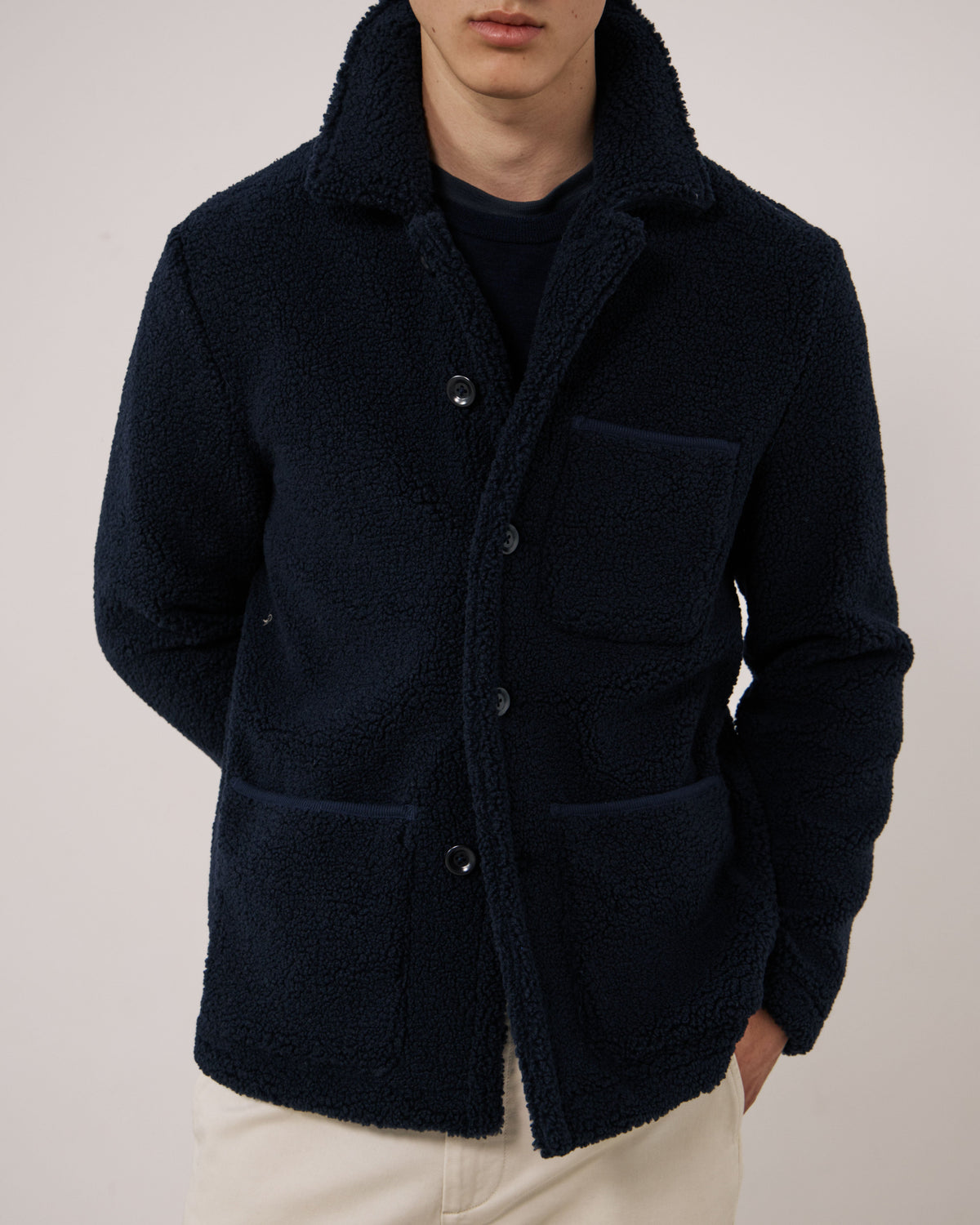 Sherpa Utility Knitted Jacket - Navy