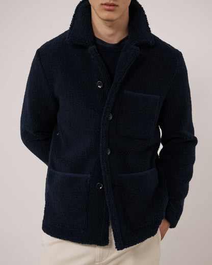 Sherpa Utility Knitted Jacket - Navy