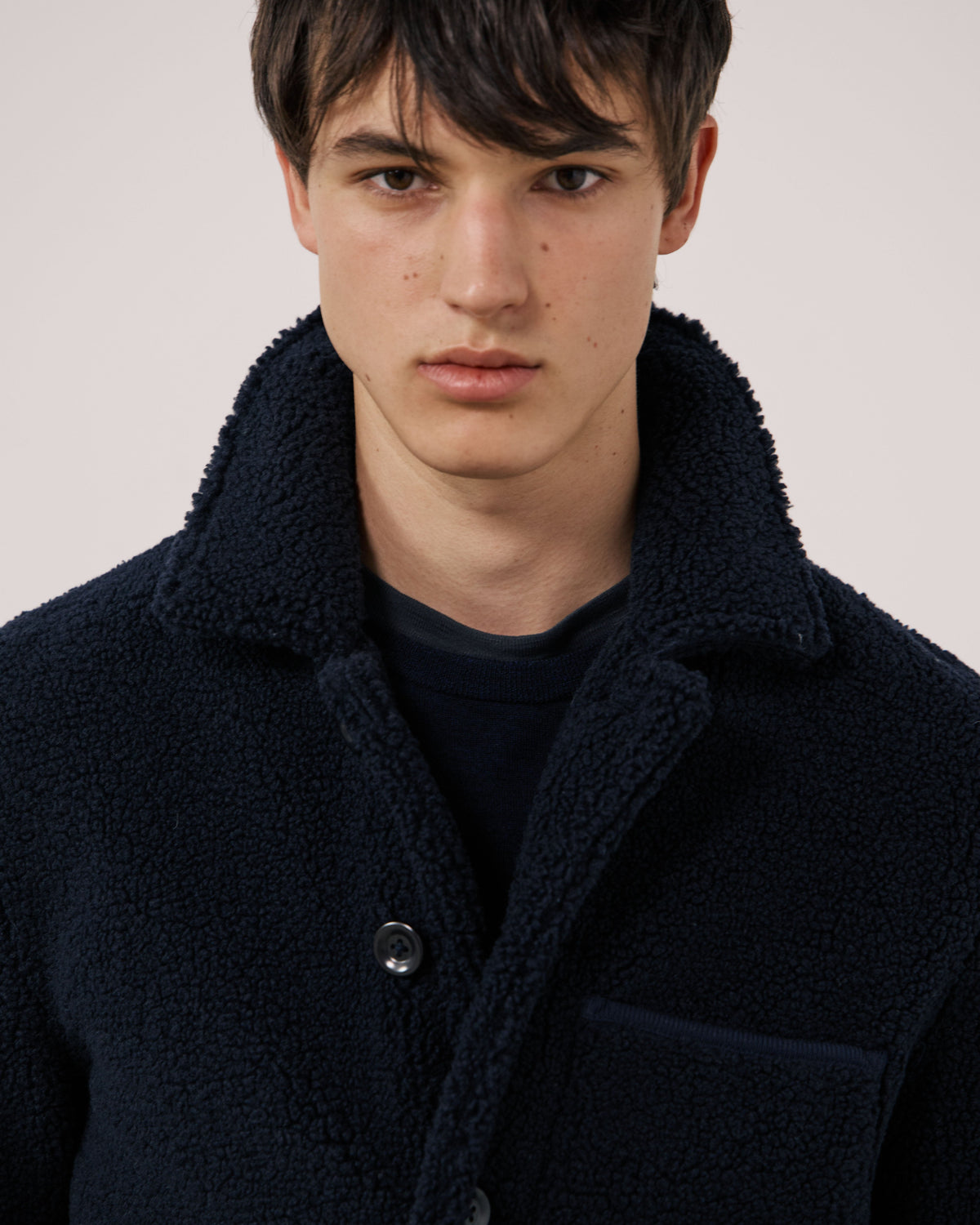 Sherpa Utility Knitted Jacket - Navy