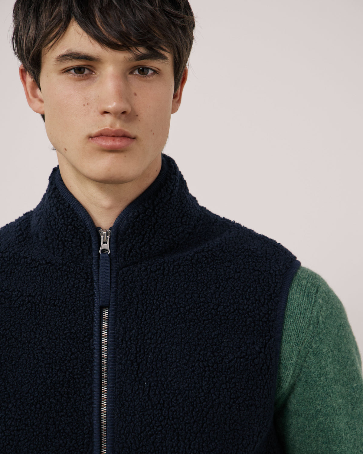 Navy Basta knitted vest by Hartford Men's featuring a textured knit design, sleeveless style, and ribbed hem.