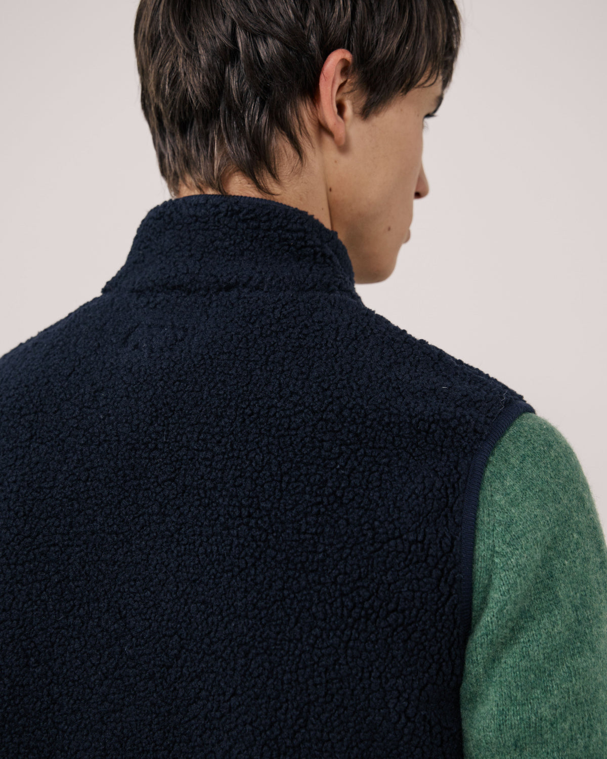 Hartford Men's navy knitted vest from Basta collection, featuring a classic V-neck and textured knit pattern.