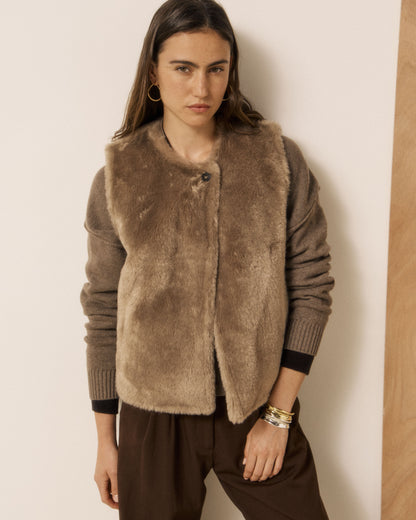 Velma Woven Vest - Taupe