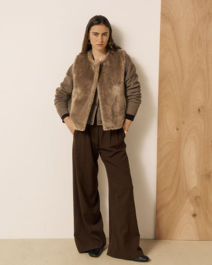 Velma Woven Vest - Taupe