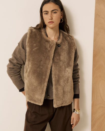 Velma Woven Vest - Taupe