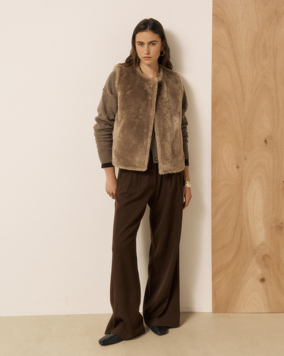 Velma Woven Vest - Taupe