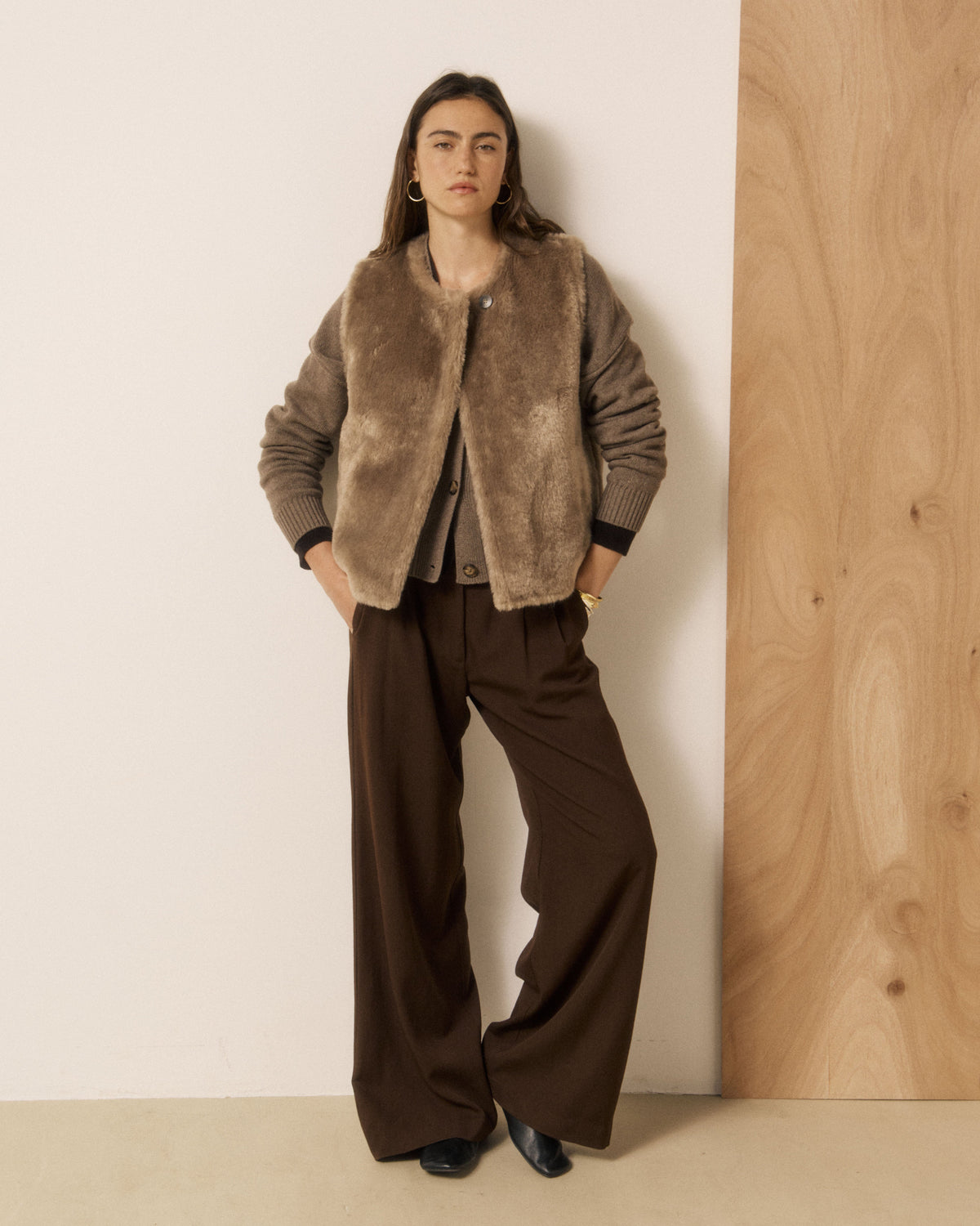 Velma Woven Vest - Taupe