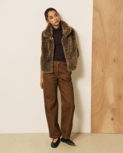 Verso Woven Vest - Glossy Brown