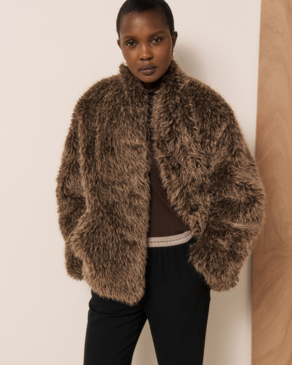 Valda Woven Jacket - Glossy Brown