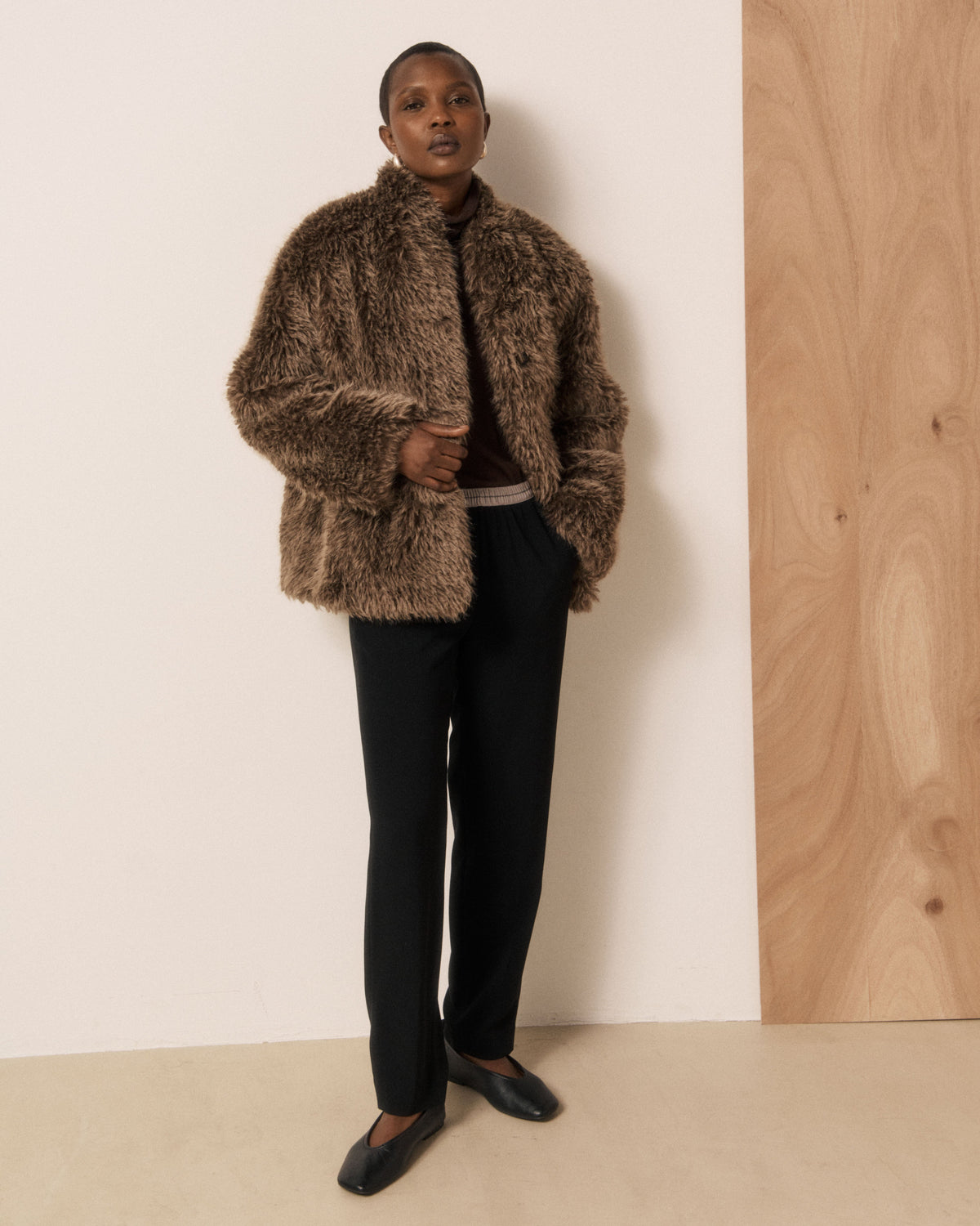 Valda Woven Jacket - Glossy Brown