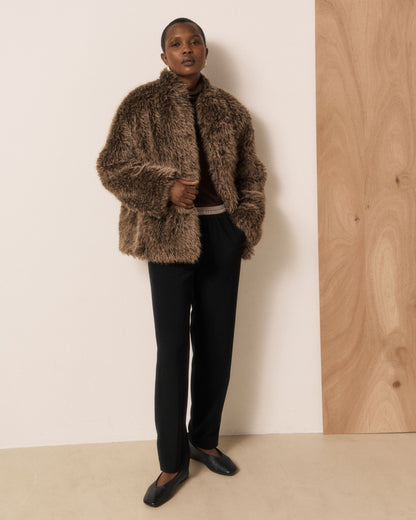 Valda Woven Jacket - Glossy Brown