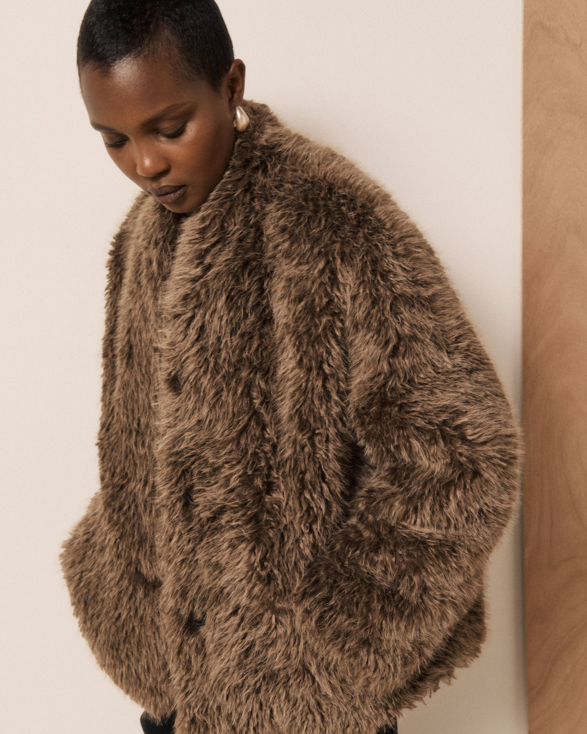 Valda Woven Jacket - Glossy Brown