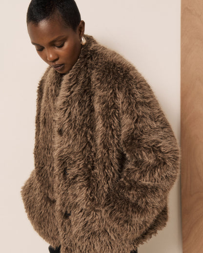 Valda Woven Jacket - Glossy Brown