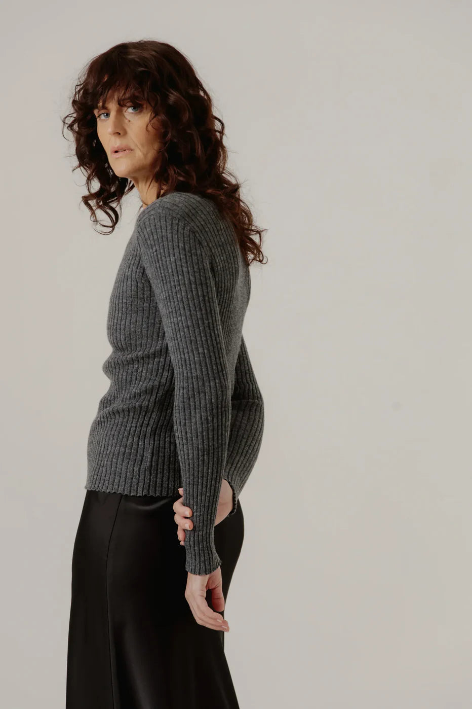 Fine Knit Rib Top - Stone - DUNE + SALT