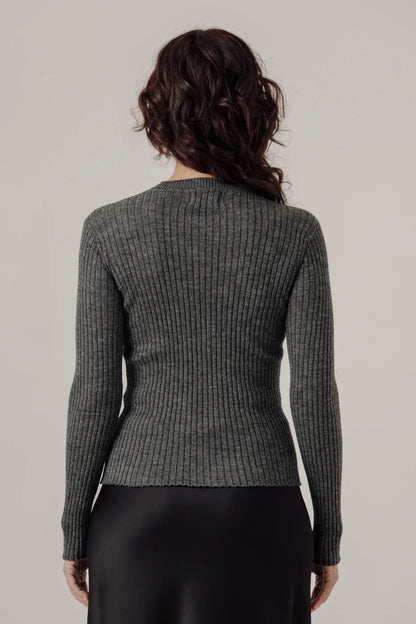 Fine Knit Rib Top - Stone - DUNE + SALT