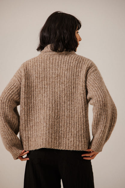 Oversized Shawl Cardigan - Dark Fawn
