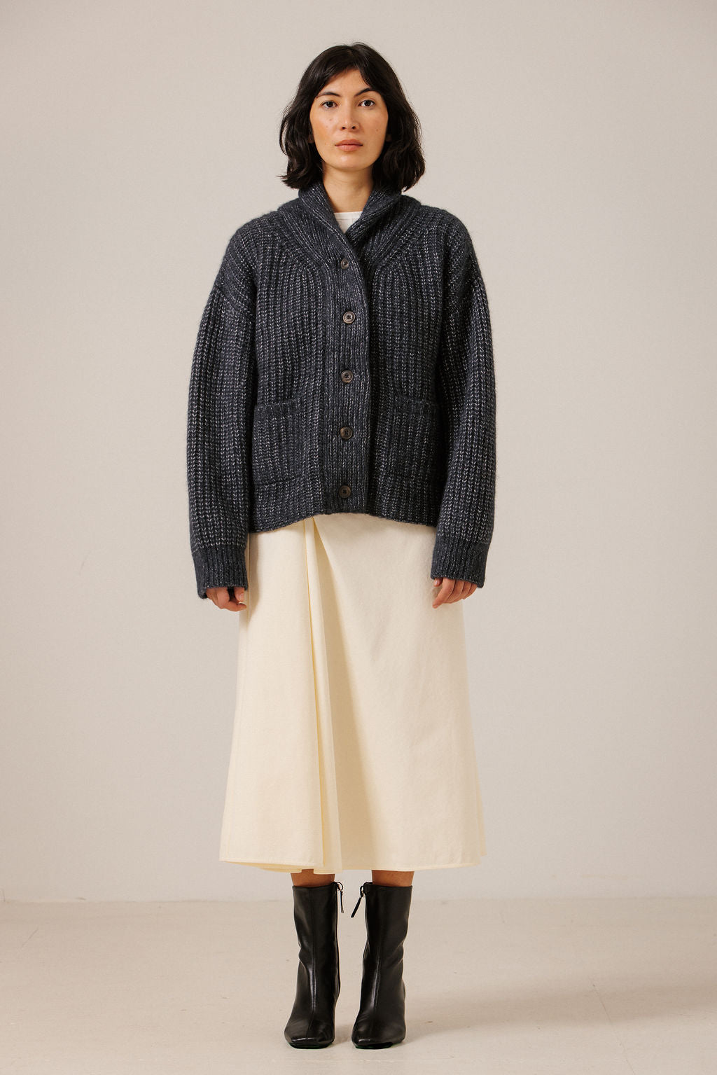 Oversized Shawl Cardigan - Dark Navy