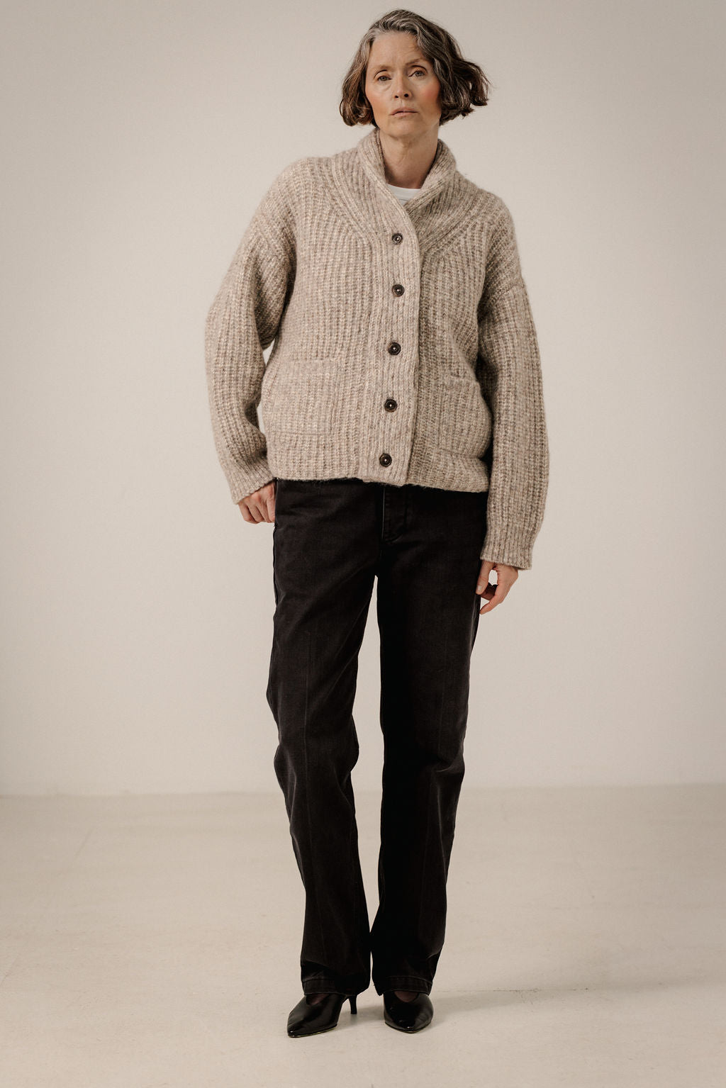 Oversized Shawl Cardigan - Marble