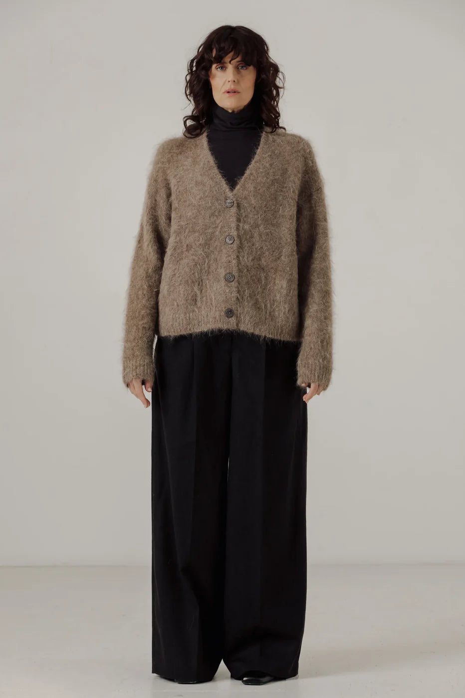 Suri Alpaca Cardigan - Taupe - DUNE + SALT