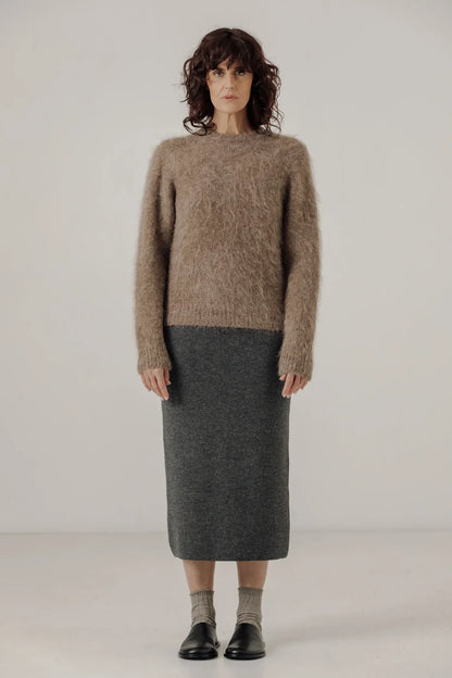 Suri Alpaca Crewneck - Taupe - DUNE + SALT