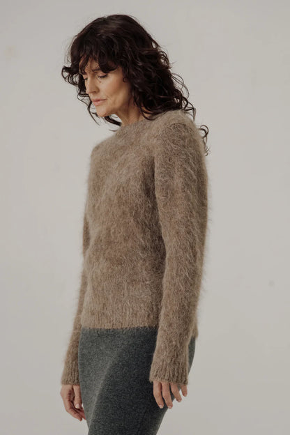 Suri Alpaca Crewneck - Taupe - DUNE + SALT