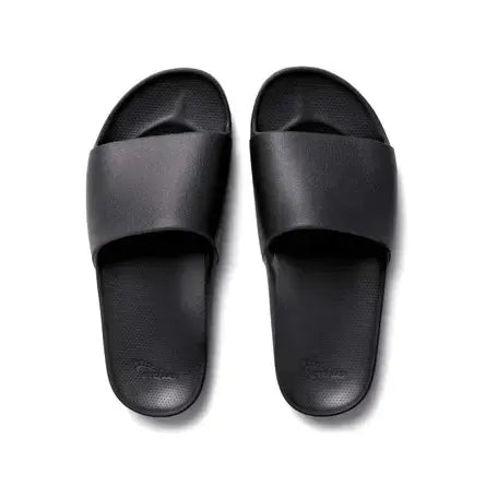 Black Archies Footwear M6/W7 with Birds Eye design, featuring sleek black material and detailed pattern.