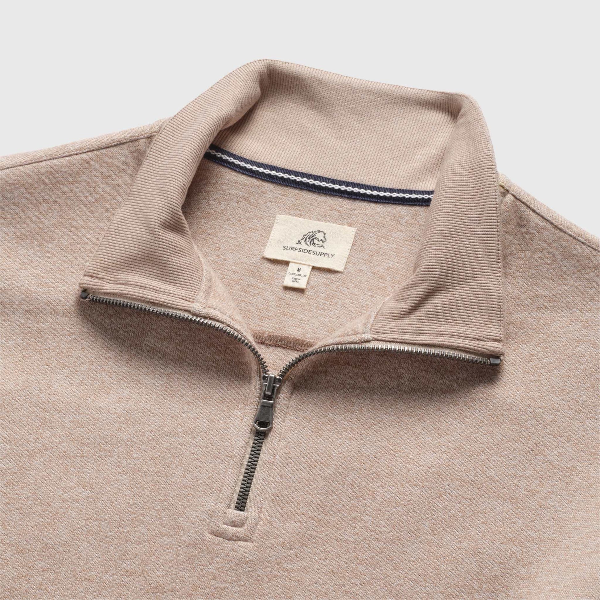 Surfside Supply Bobby Cashmist Fleece Quarter Zip - Camel Heather Gray