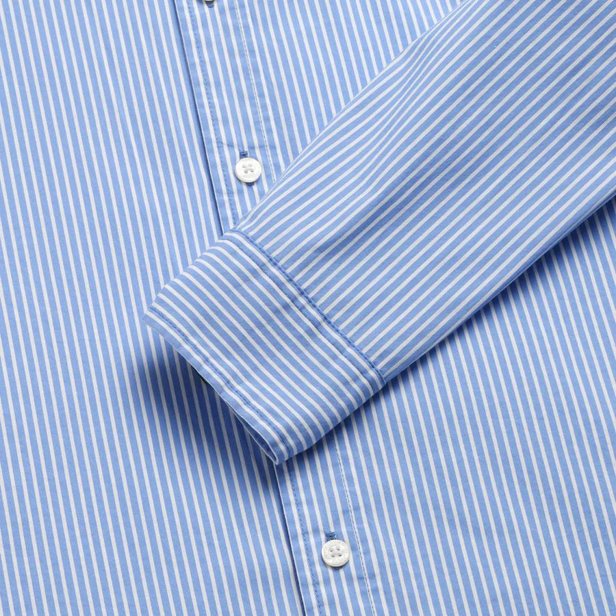 Brian Cotton/Nylon Pinstripe Shirt - Wedgewood Blue - DUNE + SALT