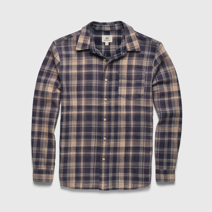Brian Washed Twill Plaid Shirt - Blue Tan Combo