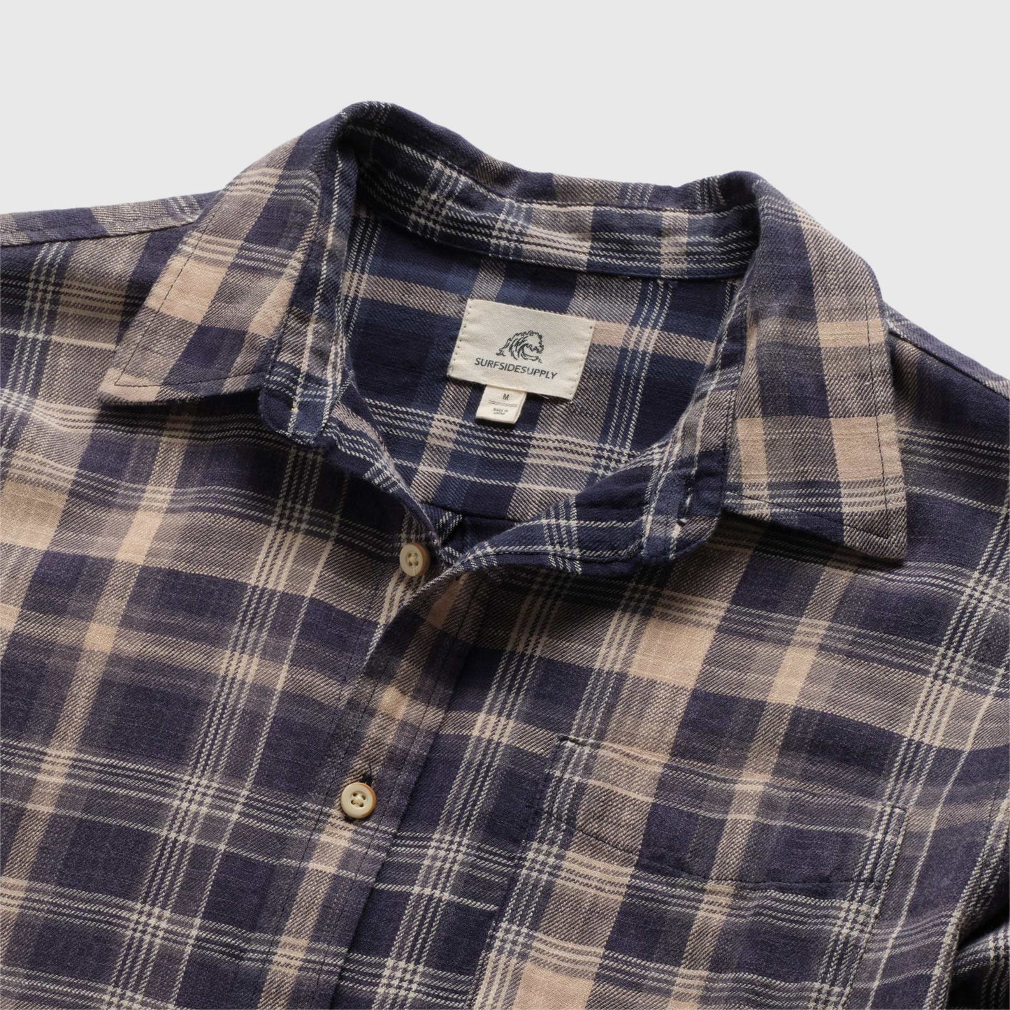 Surfside Supply Brian Washed Twill Plaid Shirt - Blue Tan Combo Lavender