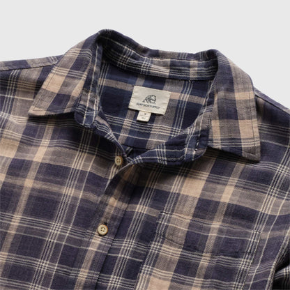 Surfside Supply Brian Washed Twill Plaid Shirt - Blue Tan Combo Lavender