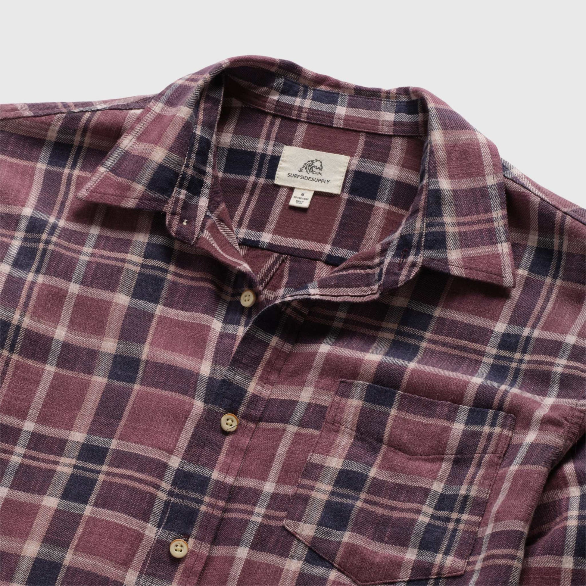 Surfside Supply Brian Washed Twill Plaid Shirt - Huckleberry Combo Lavender