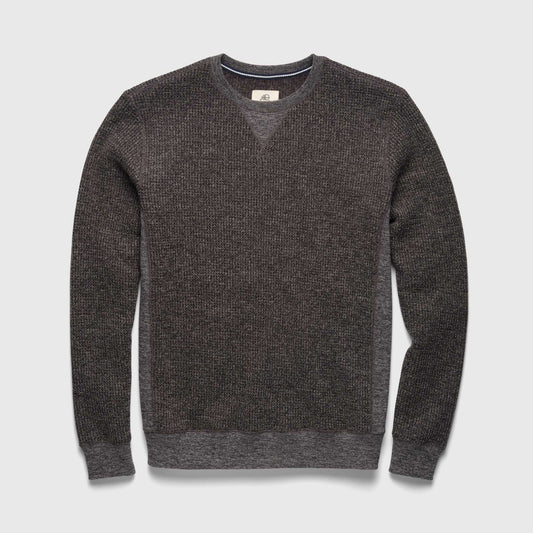 Men's Butch Waffle Fleece Crewneck in Charcoal Heather by Surfside Supply, showing the cozy, textured fleece fabric and classic crewneck style.