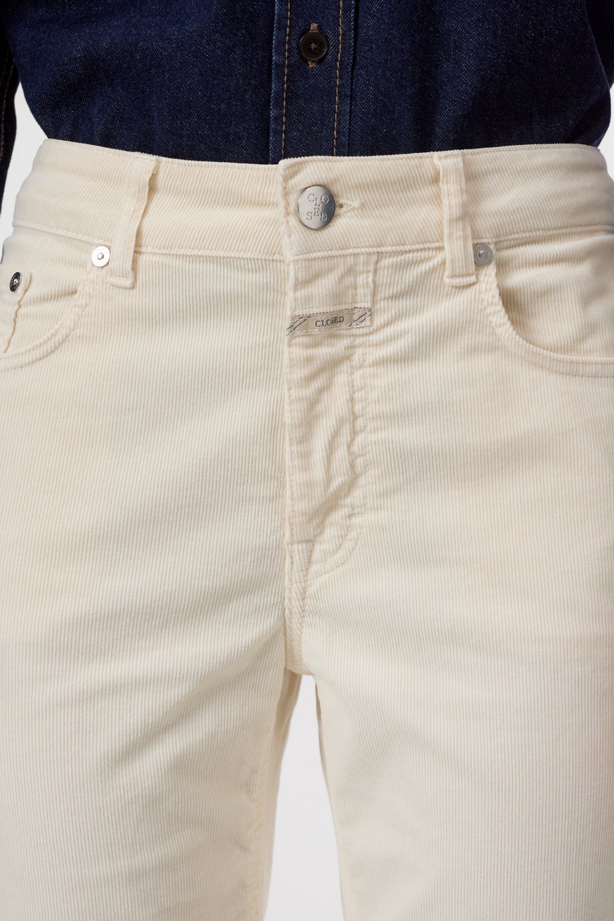 Closed Women's Milo Straight Corduroy Pants - Whipped Cream Light Gray