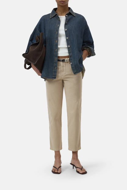 Closed Women's Sylva Slim Twill Pants - Clay Beige White Smoke