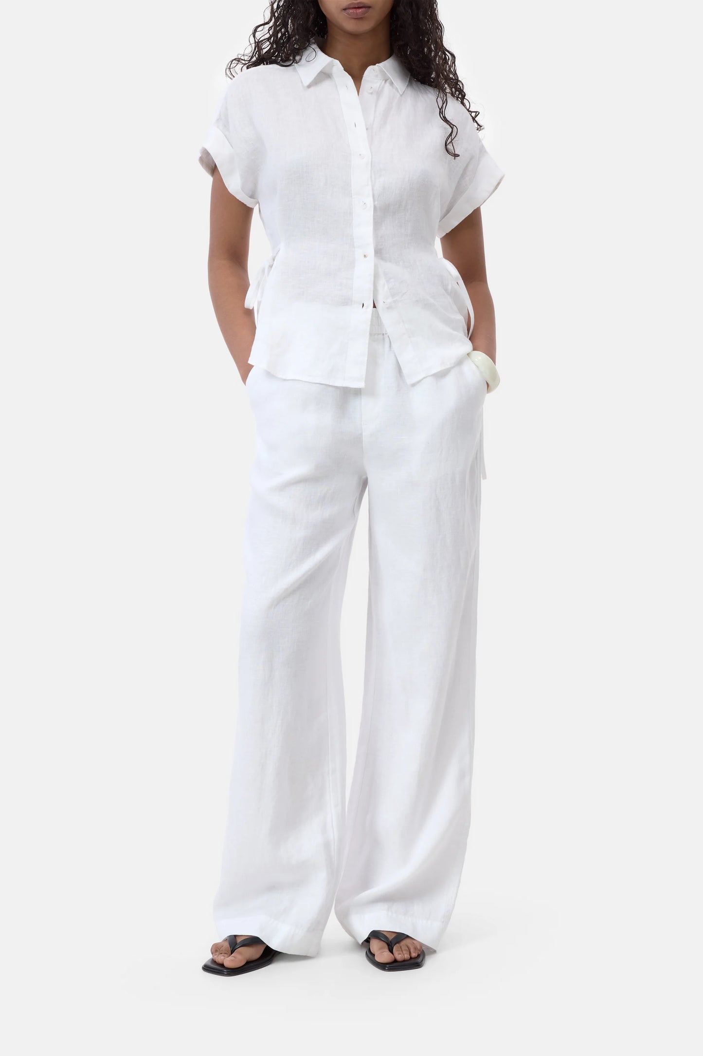 Closed Women's Winona Wide Linen Pants – White Lavender
