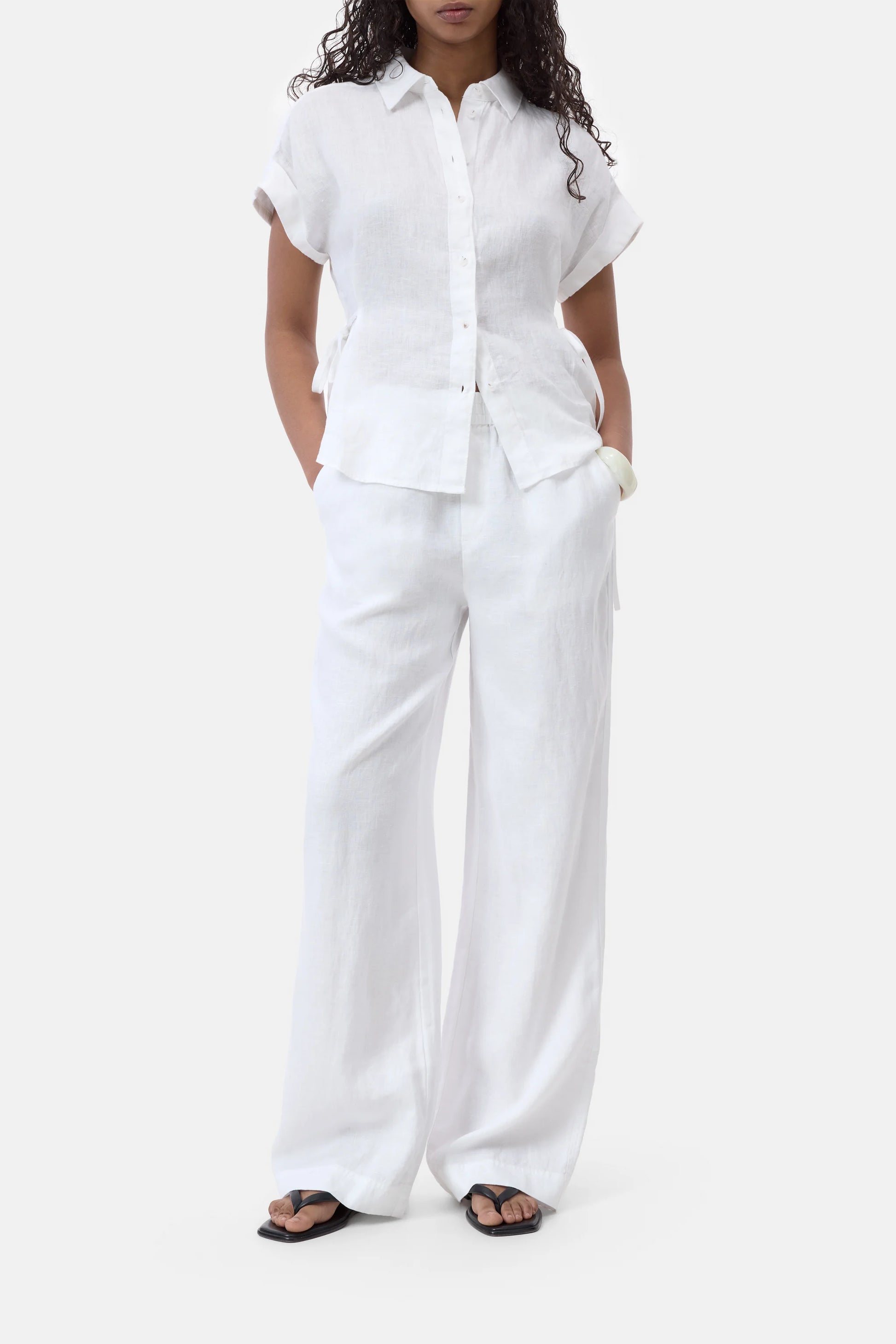 Closed Women's Winona Wide Linen Pants – White Lavender
