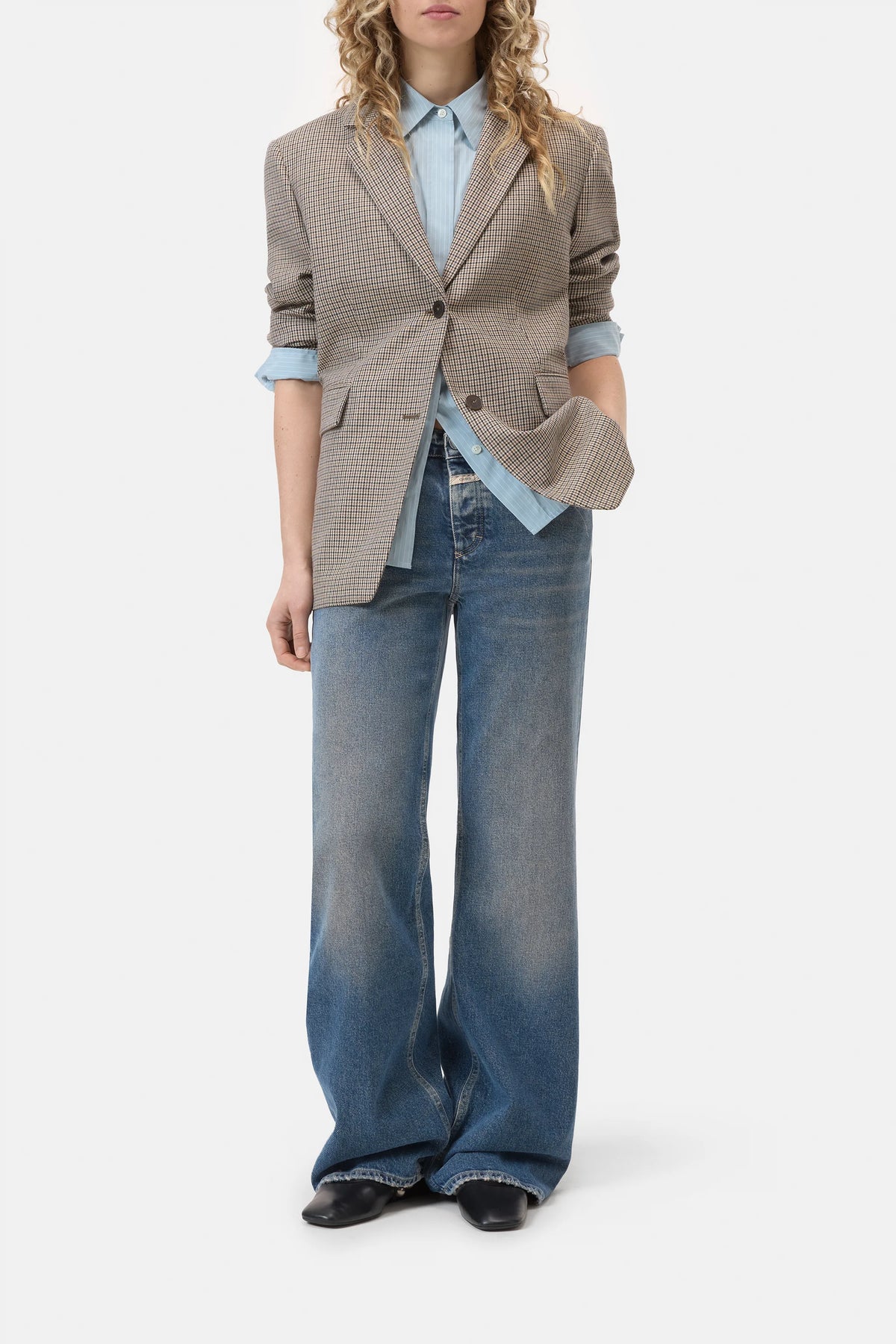 Closed Women's Gillan Comfort Wide Jean - Mid Blue White Smoke
