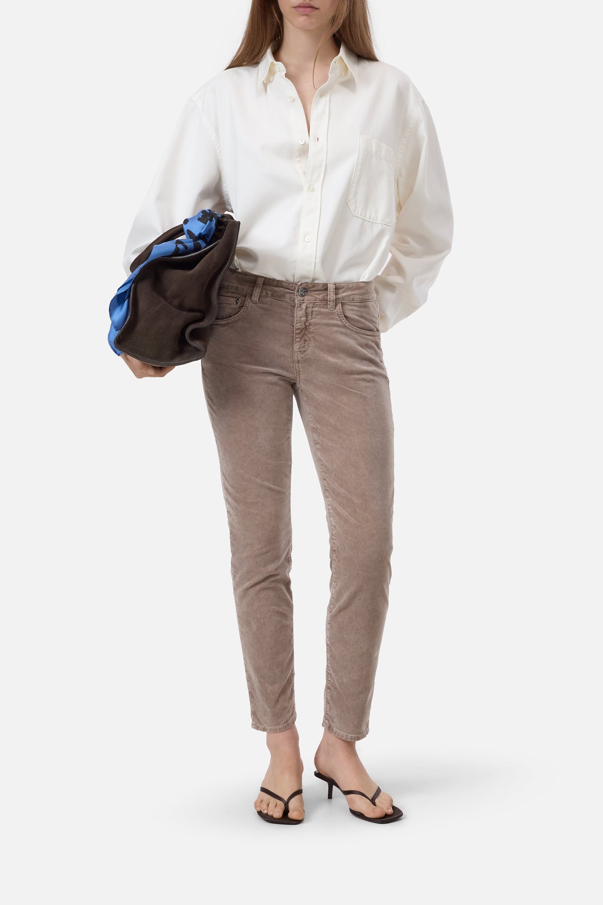 Closed Women's Baker Velvet Pant - Hazel Beige White Smoke