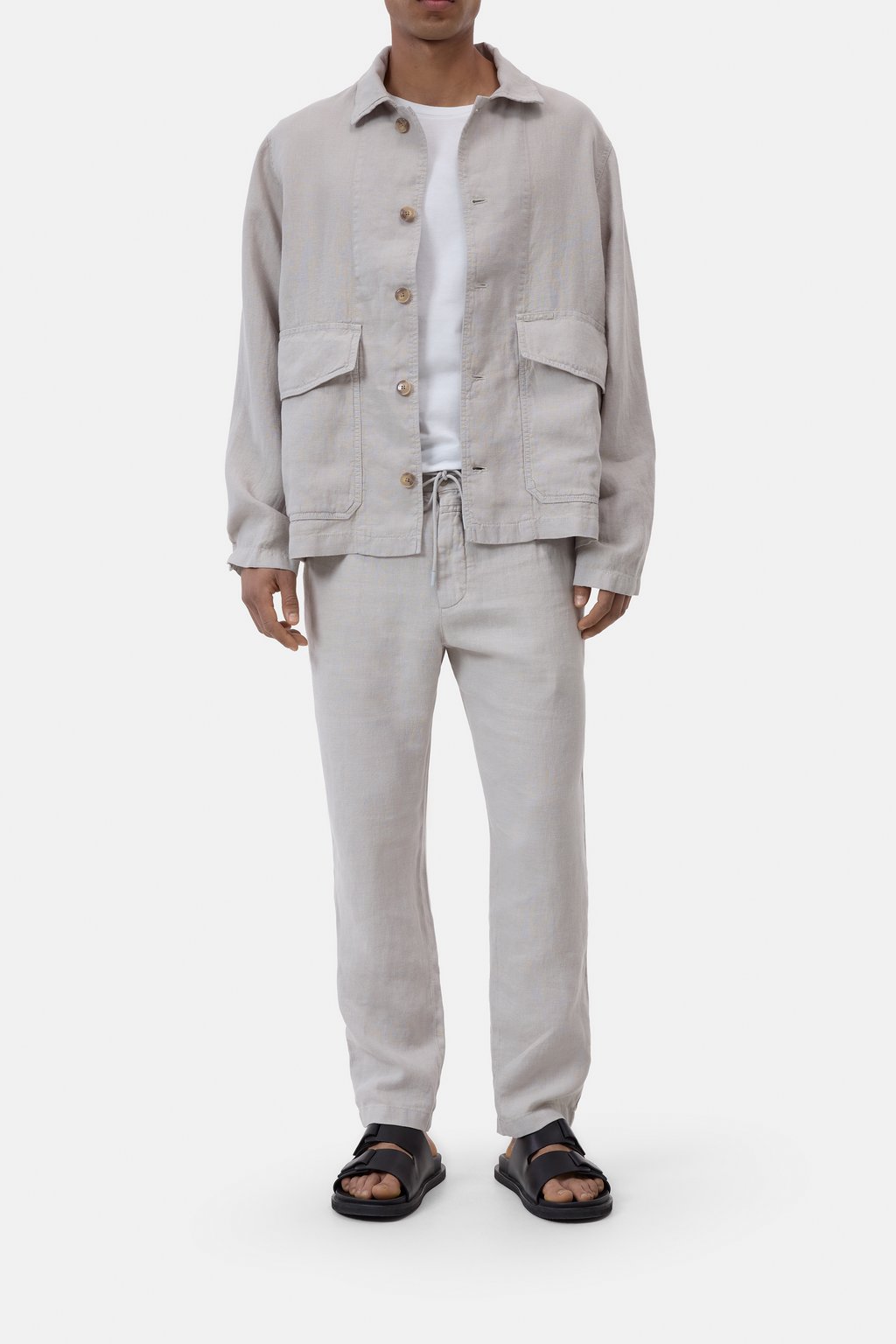 Vigo Tapered Linen Pants – Mud Grey – 1