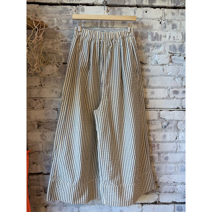 Girls of Dust G.O.D. Culotte Belfast Seersucker Pant - Iron/Off-White Dim Gray