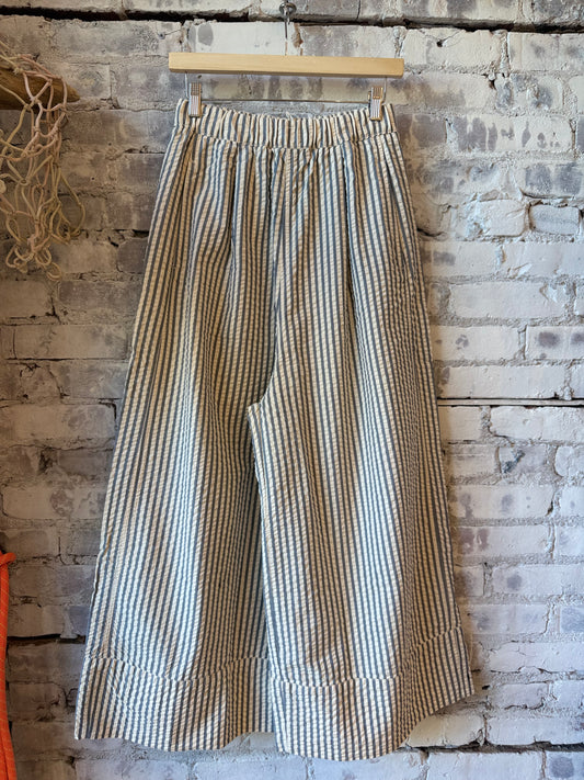 G.O.D. Culotte Belfast Seersucker Pant - Iron/Off-White