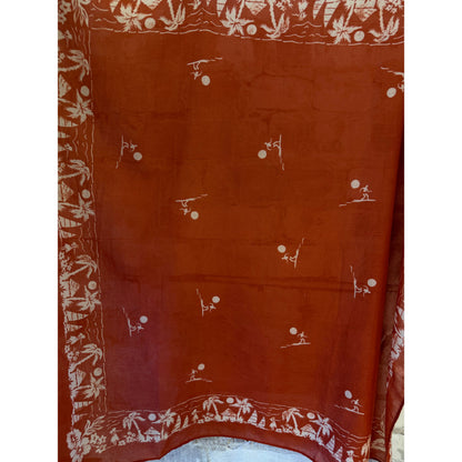Hartford Women's Bandana Surfer Woven Scarf - Red Saddle Brown