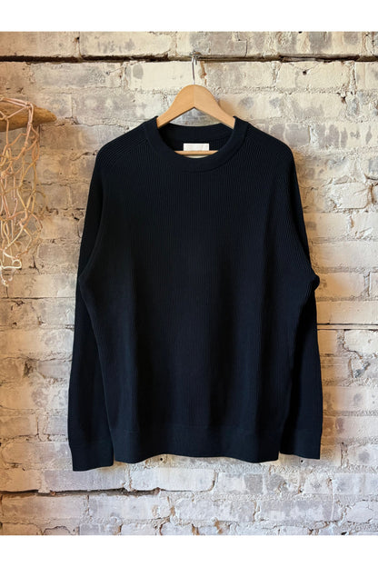 Kevin Ribbed Organic Cotton Sweater - Navy - DUNE + SALT