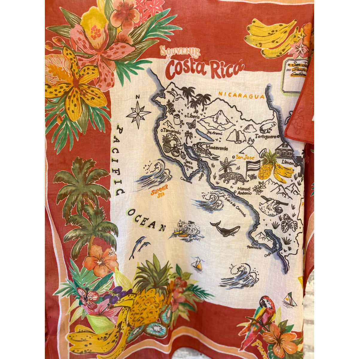 Hartford Women's Bandana Costa Rica Woven Scarf - Red Gray