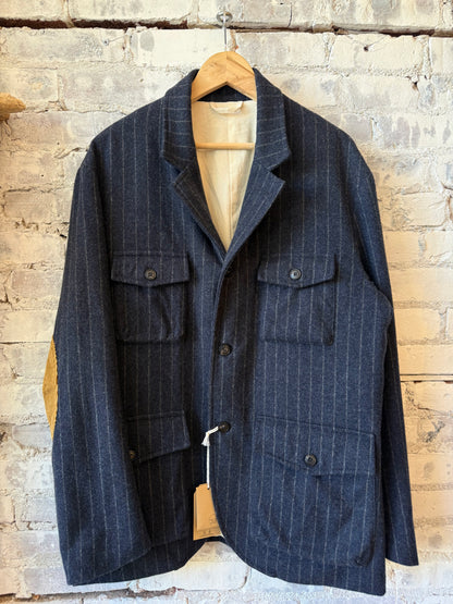 East Harbour Surplus Clarence Wool Sport Jacket - Navy Chalk Stripe Dark Slate Gray