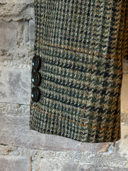 Aspesi Virgin Wool Jacket With Glen Plaid Pattern - Military Check Dark Olive Green
