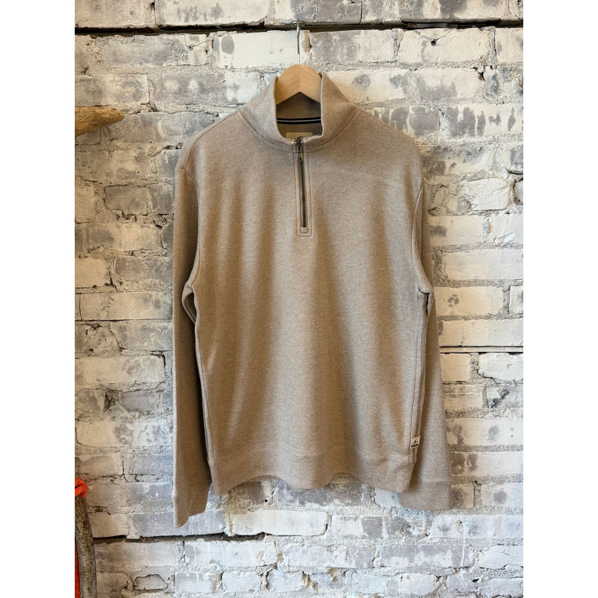 Surfside Supply Bobby Cashmist Fleece Quarter Zip - Camel Heather Dark Gray