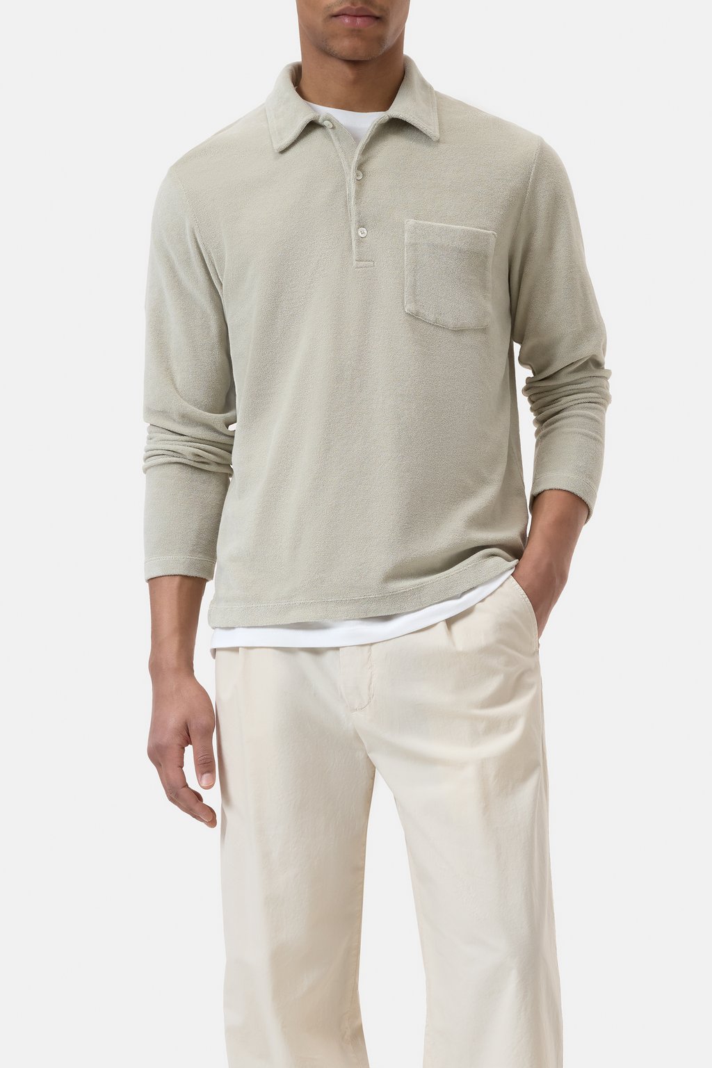 Terry Toweling Polo Shirt - Cloud Grey - DUNE + SALT